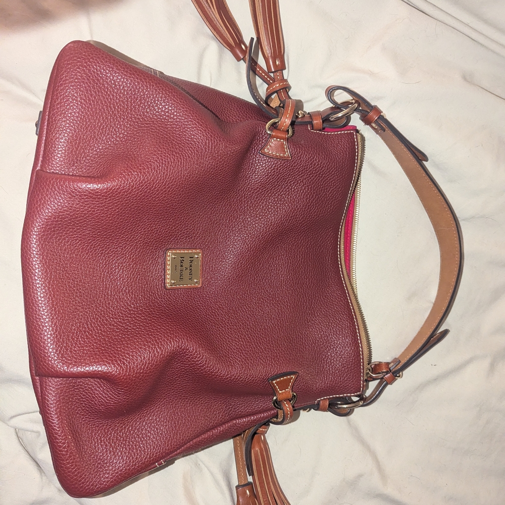 Dooney & Bourke Red Leather Hobo Bag - Picture 2 of 4